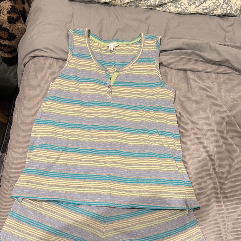 Charter Club Striped Pajama Set - Blue, Yellow, Gray